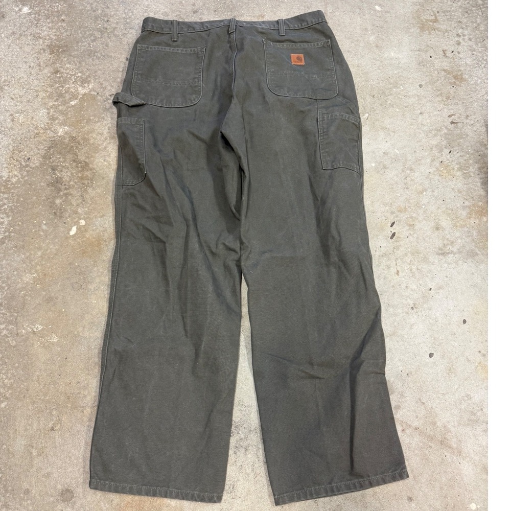 Carhartt B11 MOS Dungaree Fit Work Pants Mens 38x32 Green Canvas Carpenter